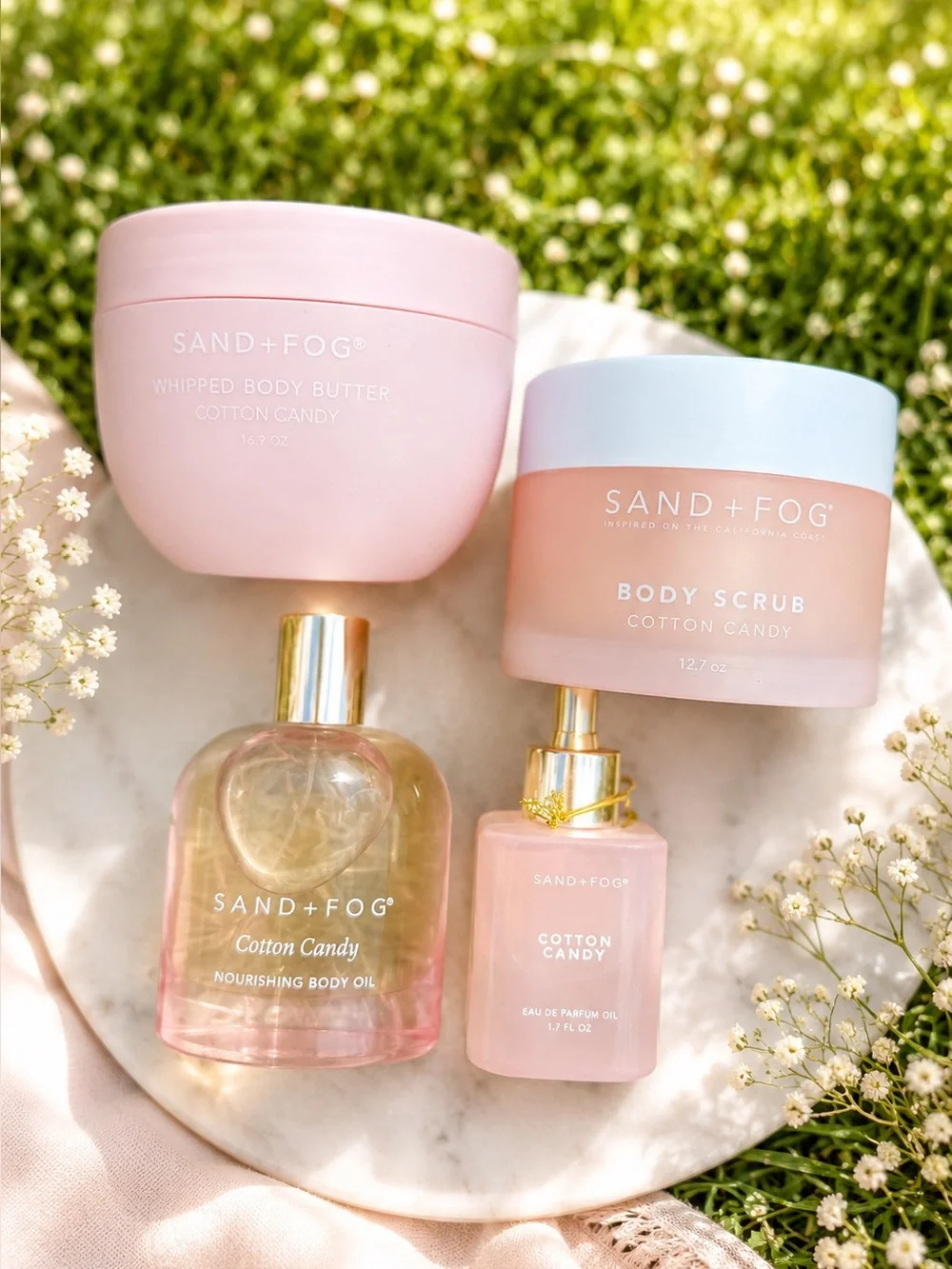 Sand + Fog Cotton Candy Body Care Set Oil Scrub Butter Bundle limited edition